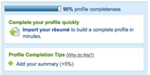 LinkedIn profile completeness